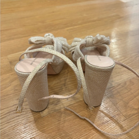 NWOT Loeffler Randall Natalia Platform Bow Heel Cream Sparkle Size 7.5 - Picture 3 of 6